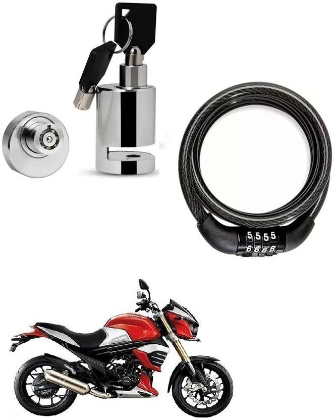 autoformonix Heavy Disc Brake Lock with Helmet Lock Black for Mahindra MOJO XT 300 Disc Lock