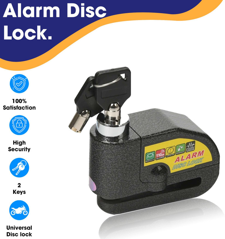 Otoroys DISK ALARM LOCK Motorcycle Alarm Lock Waterproof 110dB Heavy Duty Black Color Painted Motorbike Anti-Theft Alarm Wheel Disc Brake Security Disc Lock(Black)