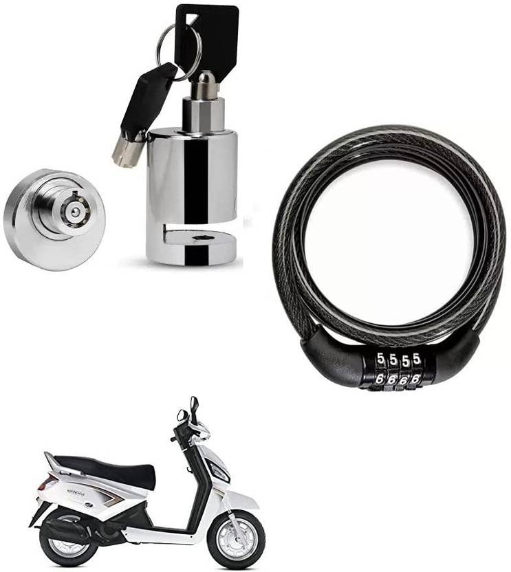 autoformonix Heavy Disc Brake Lock with Helmet Lock Black for Mahindra