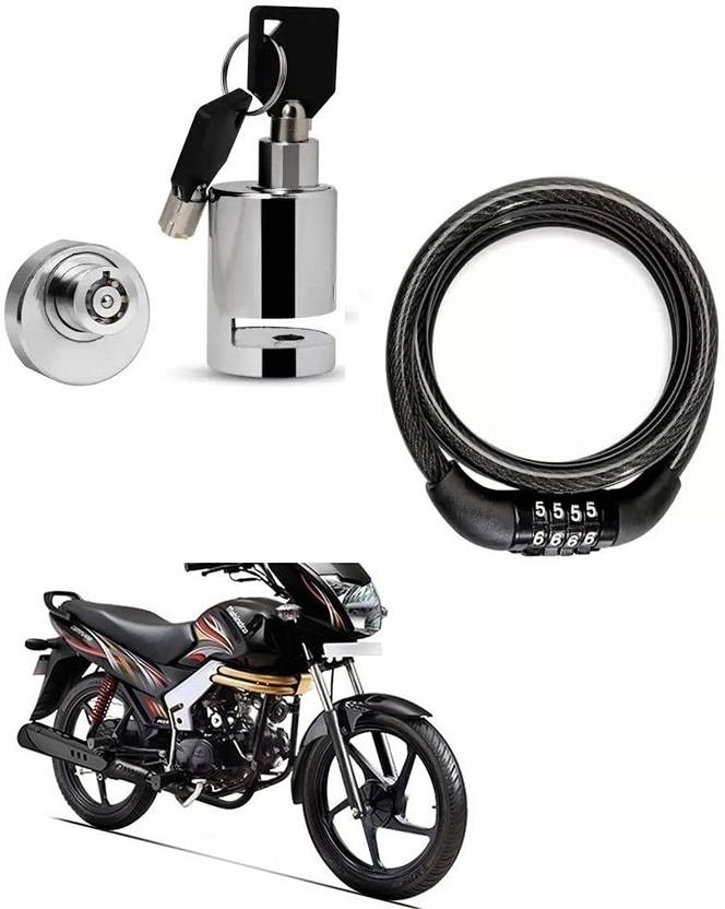 autoformonix Heavy Disc Brake Lock with Helmet Lock Black for Mahindra