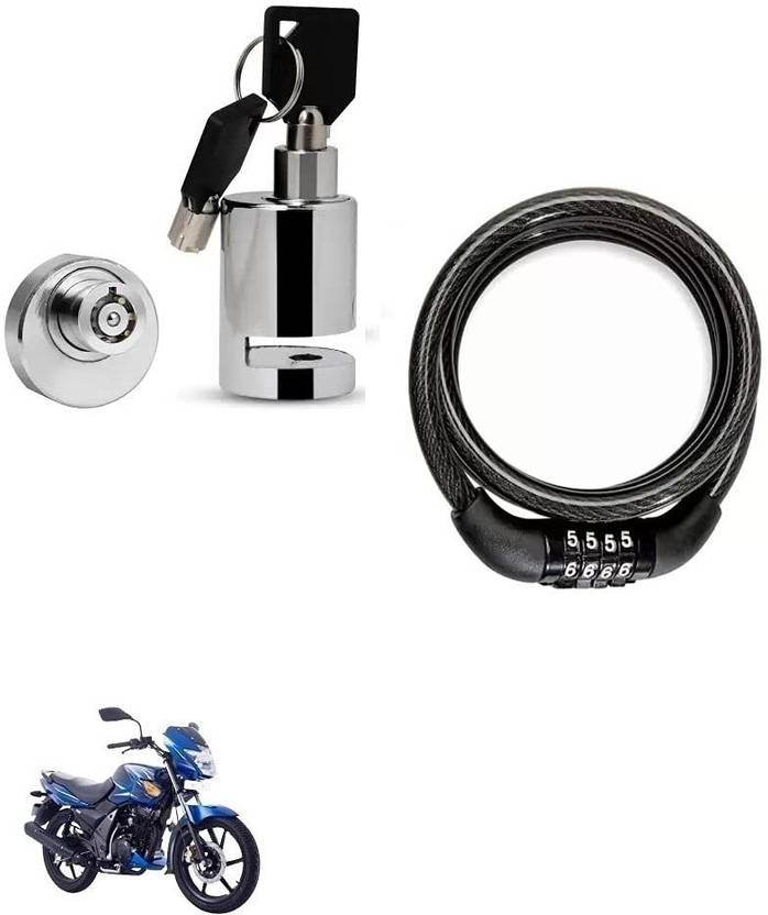 autoformonix Heavy Disc Brake Lock with Helmet Lock Black for TVS Flame