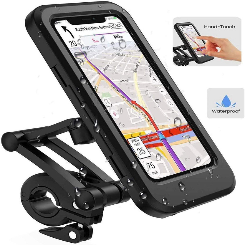 Gadgetturbo Waterproof Bike, Cycle And Motorcycle Phone Holder With 360° Adjustable Rotation Bike Mobile Holder(Black)