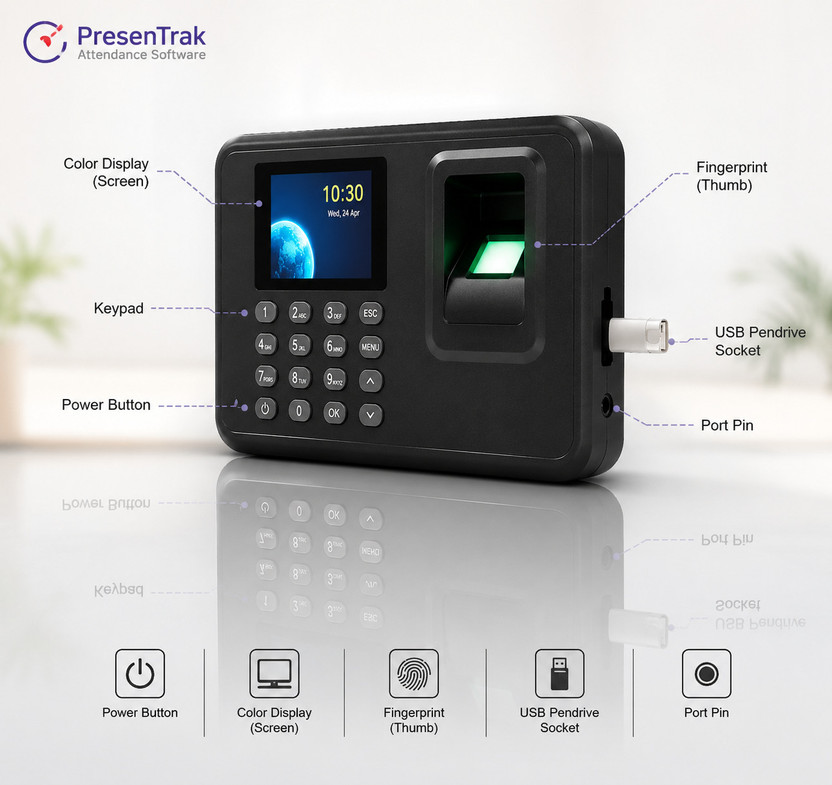 Presentrak Digital Attendance & Payroll with Fingerprint Verification Time & Attendance(Fingerprint)