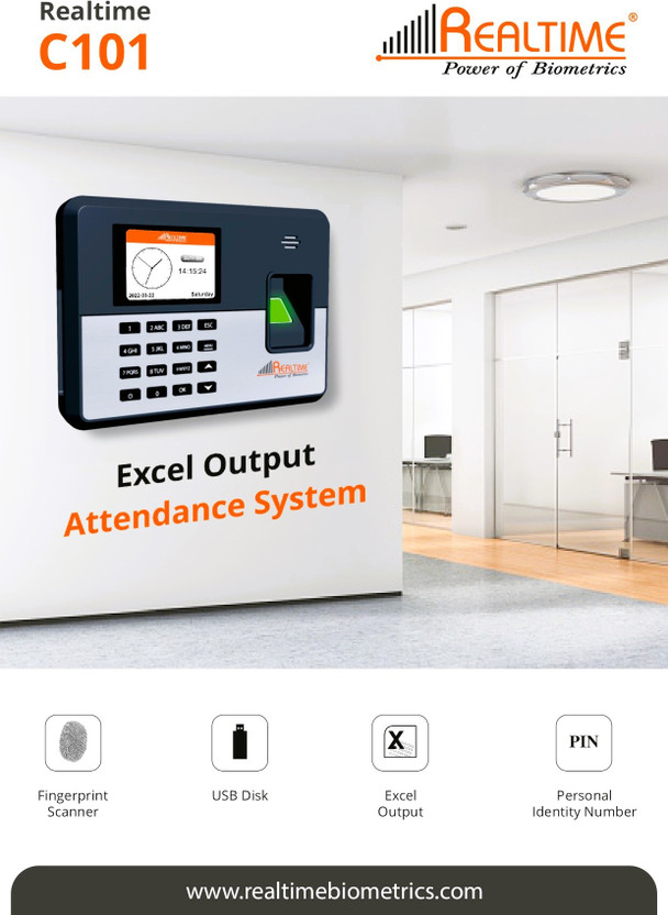 Realtime C101 Attendance System Fingerprint Scanner with PIN Support Time & Attendance(Fingerprint, Password, Card)