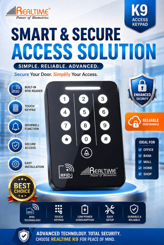 Realtime K9 RFID Access Control Smart Security Device for Office, Home & Shop Access Control(Card, Password)