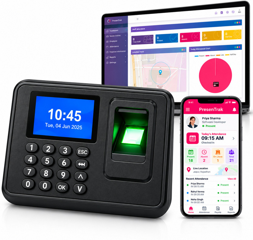 Presentrak Digital Attendance & Payroll with Fingerprint Verification Time & Attendance(Fingerprint)