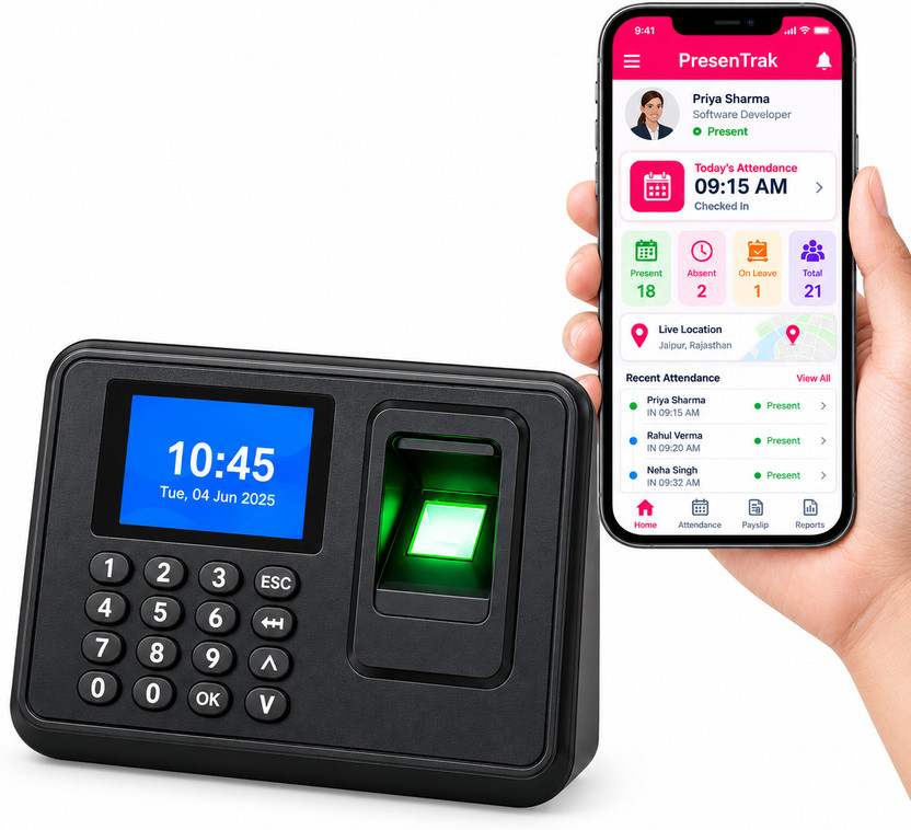 Presentrak Employee Attendance & Payroll System with Biometric Verification Time & Attendance(Fingerprint)
