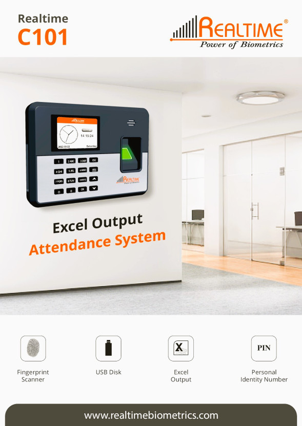 Realtime C101 Fingerprint Attendance System with USB Disk Support Time & Attendance(Fingerprint, Password, Card)