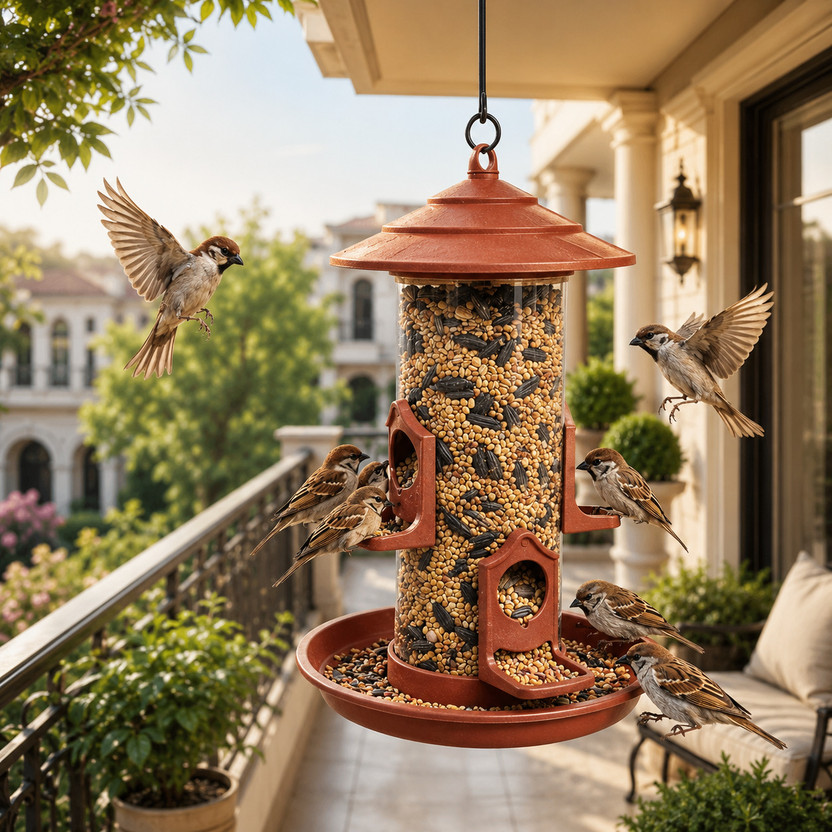 BIRDSHALA BIRDSHALA 1 Hanging Bird Feeder for Balcony, Garden & Outdoor |Sparrow & Small Wild Birds Tube Bird Feeder(Brown) - Flipkart Deal