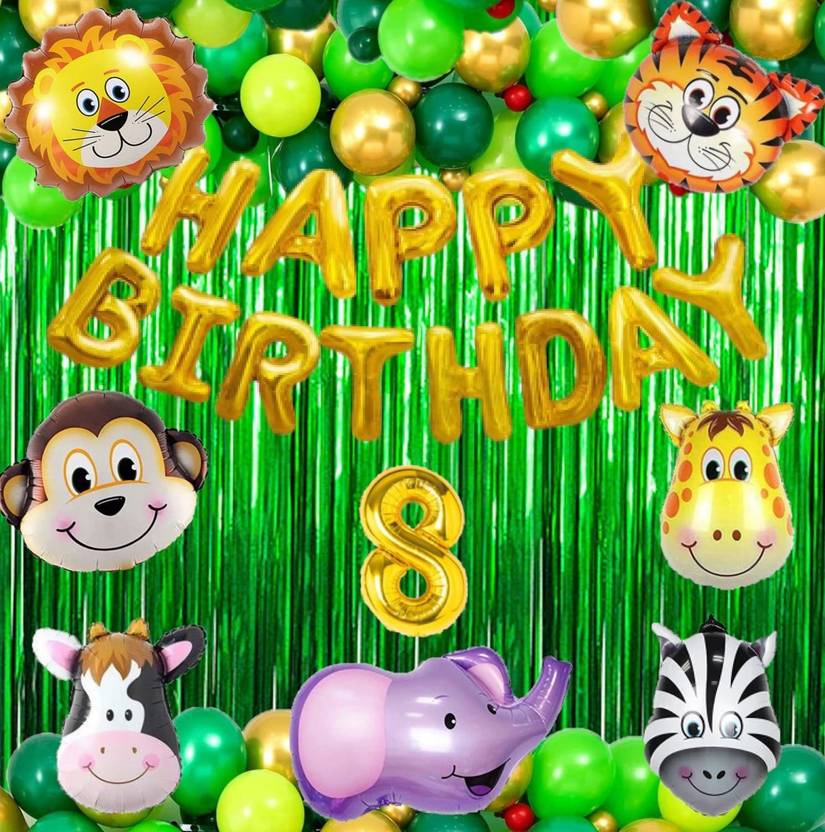PartyJewels Jungle Theme Birthday Decoration Items or Kit For Eighth