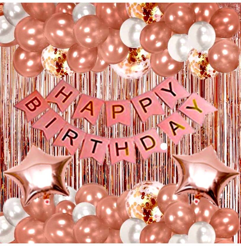 MZXQA Banner, Balloons, Foil Curtain, star foil 44pcs for Birthday