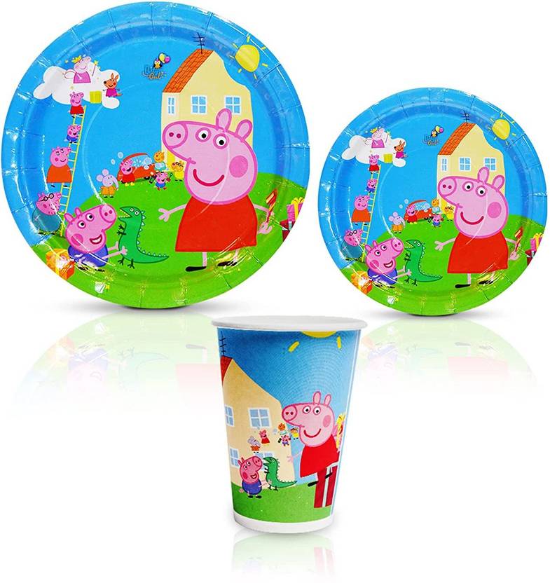 party owl Birthday Party Cup and Plates Peppa Theme Serves 30 Guests