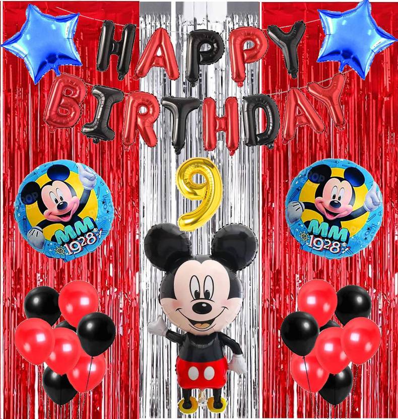 Attache Micky Mouse Theme Foil Balloon for Birthday Decoration items (9
