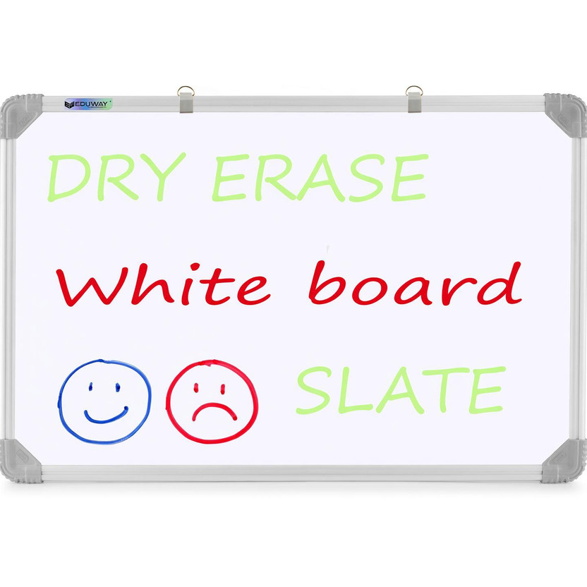 Mahit Systems Non Magnetic 2 in 1 Learn N Write 1x1 Feet Slate for Kids | Double Sided Front for Chalk & Whiteboards(White-Green)