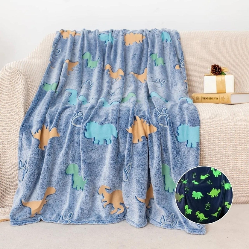 ZUHI 3D Printed Queen AC Blanket for  Heavy Winter(Microfiber, Soft Flannel Fleece Radium Glow in the Dark Blanket for Kids, Jurrasic Adventure)