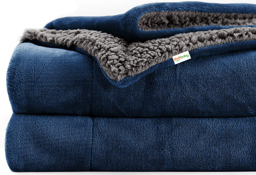 Oyo Baby Solid Single Woollen Blanket for  Heavy Winter(Woollen Blend, Dark Blue)