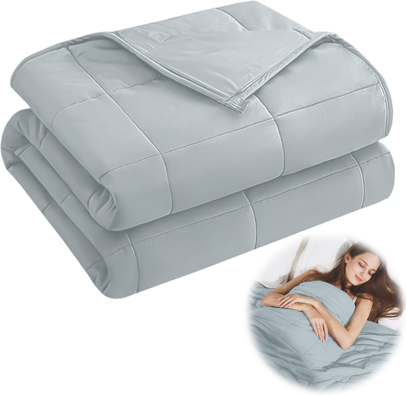 Velvetone Solid Double Weighted Blanket for  Mild Winter(Polyester, Warm Grey)