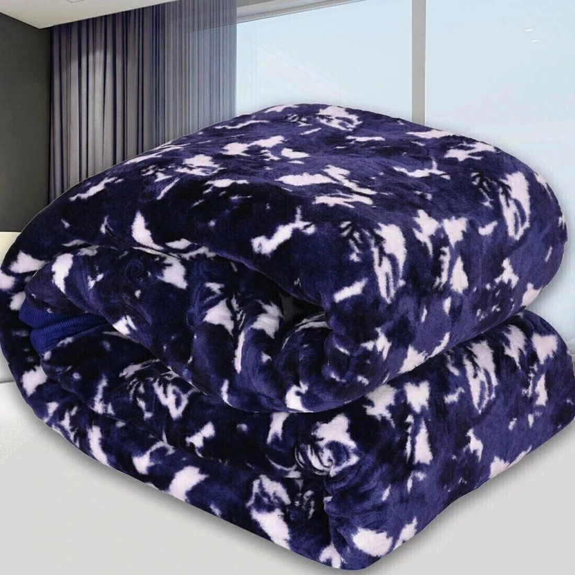 SPANGLE Printed Single AC Blanket for  Heavy Winter(Microfiber, Blue)