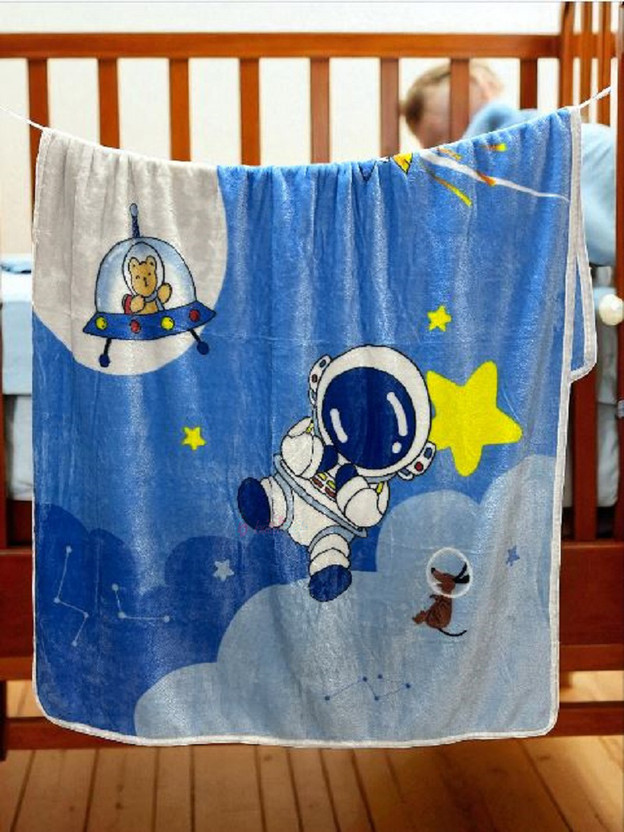 Butterthief Cartoon Single AC Blanket for  Mild Winter(Microfiber, Blue Cow)