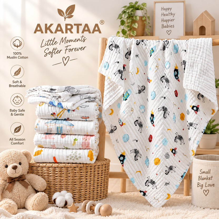 AKARTAA 3D Printed Double AC Blanket for  All Season(Cotton, Multicolor)