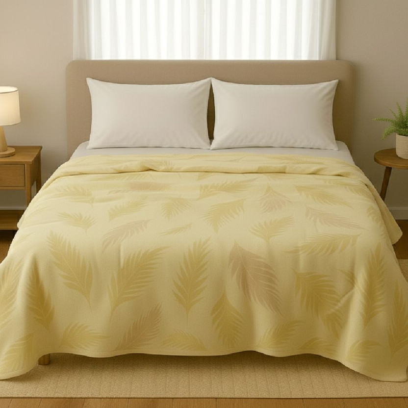 Raymond Home Floral Double Mink Blanket for  Heavy Winter(Polyester, Yellow)