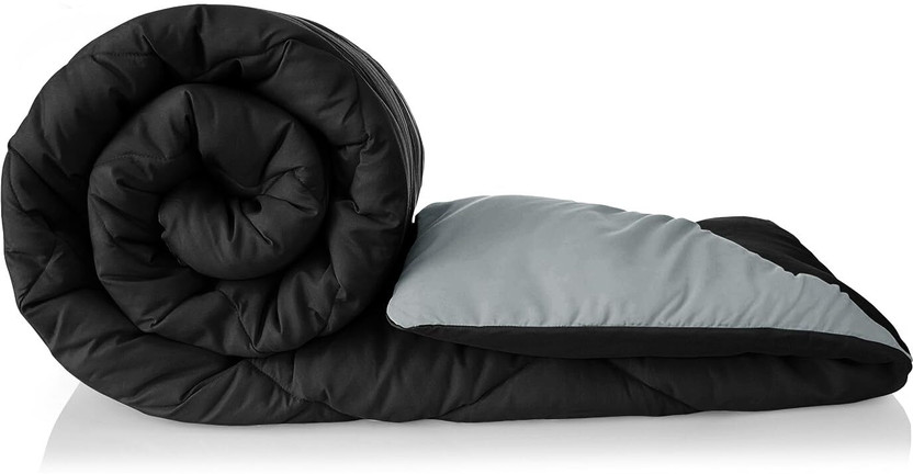 Flipkart SmartBuy Solid Single Comforter for  AC Room(Microfiber, Black-Grey)