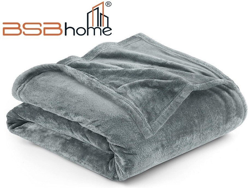 BSB HOME Solid Single AC Blanket for  Mild Winter(Microfiber, Grey)