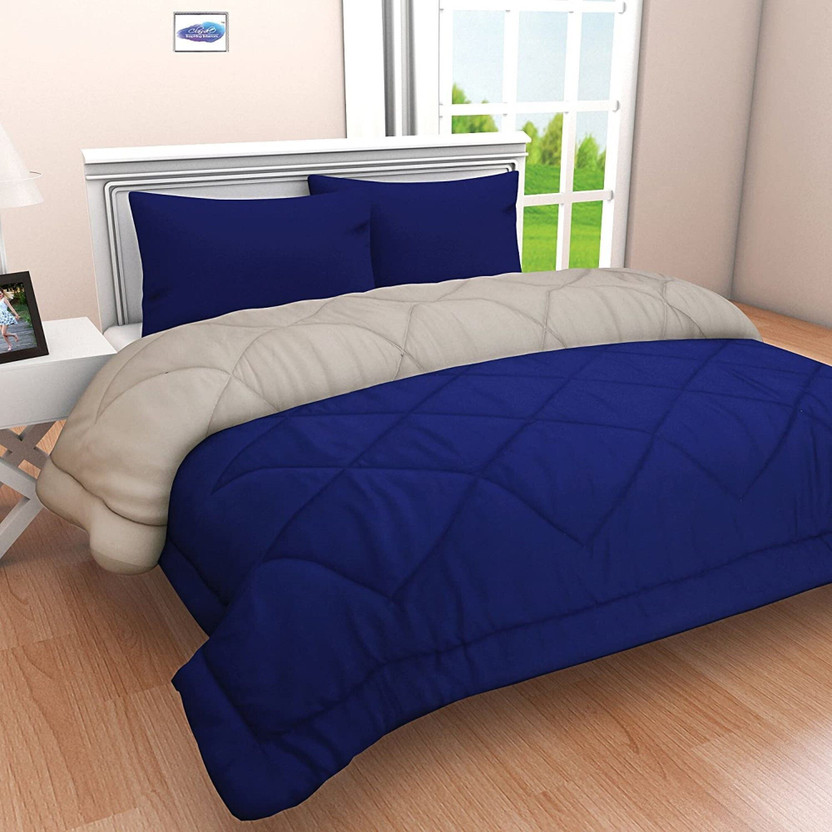 Relaxfeel Solid Single Comforter for  Heavy Winter(Microfiber, Blue & Grey)