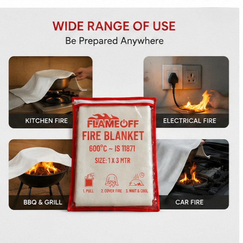 FLAMEOFF Solid Single Woollen Blanket for  All Season(Polyester, White)