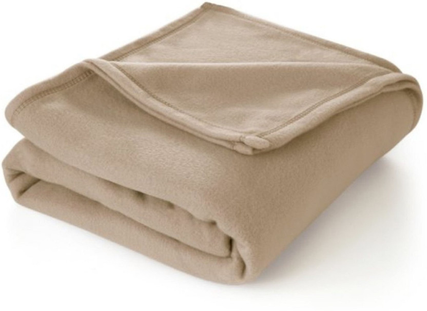 n g products Solid Single Fleece Blanket for  Mild Winter(Polyester, Beige)
