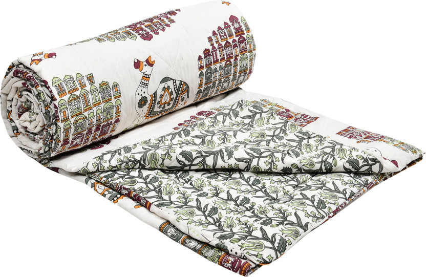 Flipkart Flipkart SmartBuy Floral Single Quilt for  AC Room(Cotton, Purple, Green) - Flipkart Deal