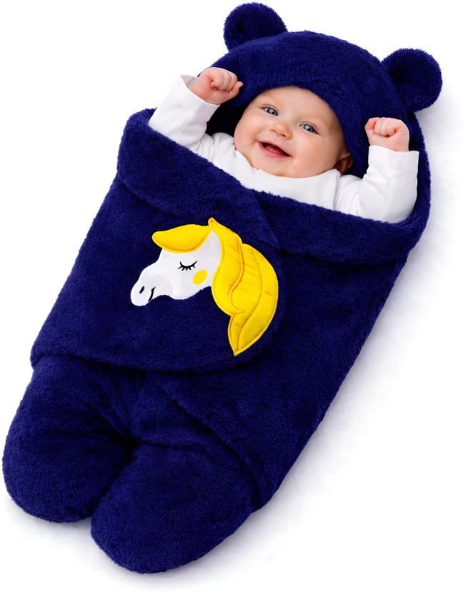 BRANDONN Cotton Baby Bed Sized Bedding Set(Unicorn Navyblue, 1 Baby Bedding)