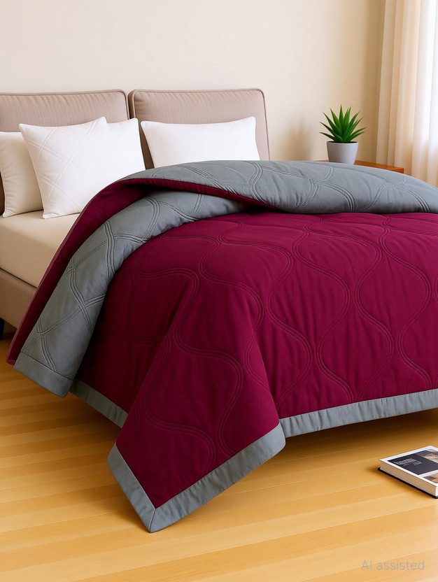Flipkart Perfect Homes Solid Double Comforter for  AC Room(Microfiber, Solid-Maroon)