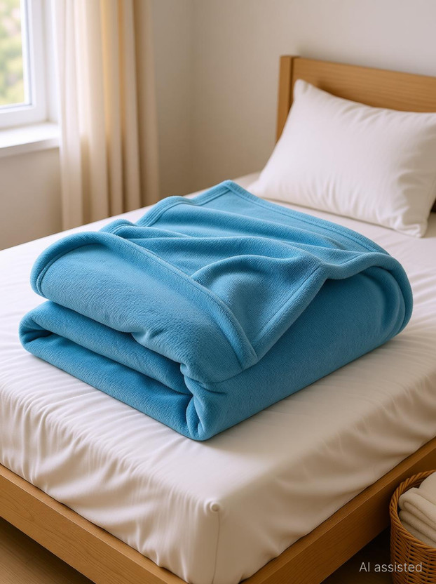 BSB HOME Solid Double AC Blanket for  Mild Winter(Microfiber, Aqua)