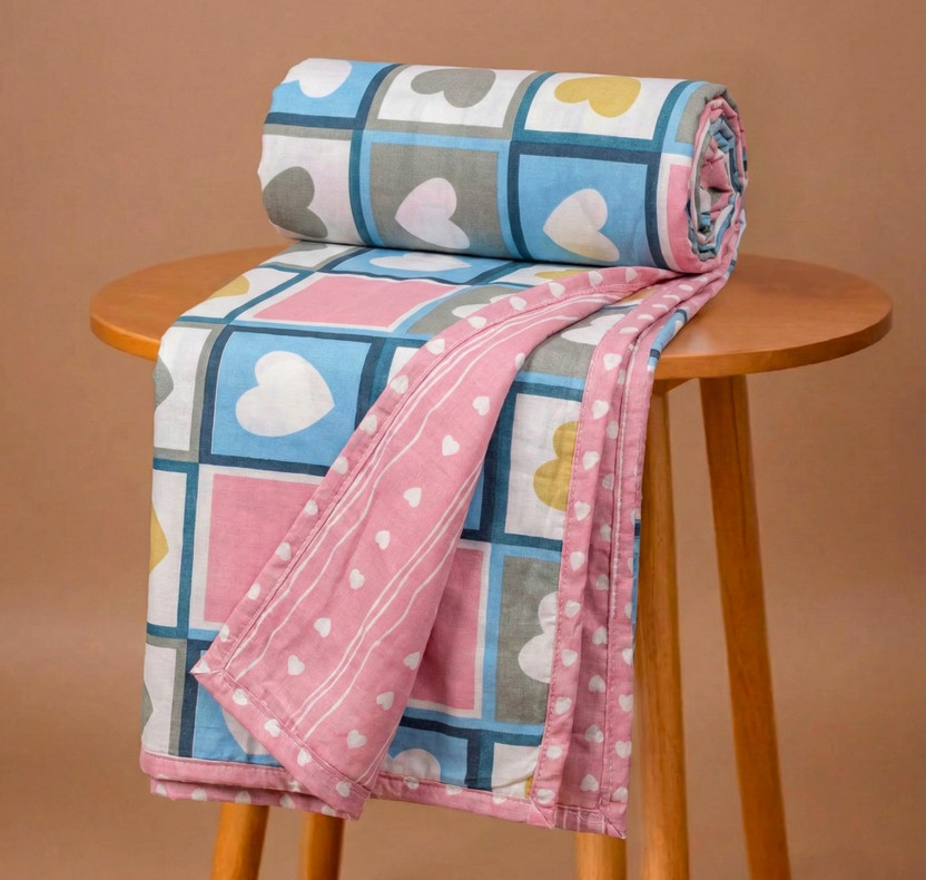 BSB HOME Floral Double AC Blanket for  AC Room(Cotton, Light Blue)