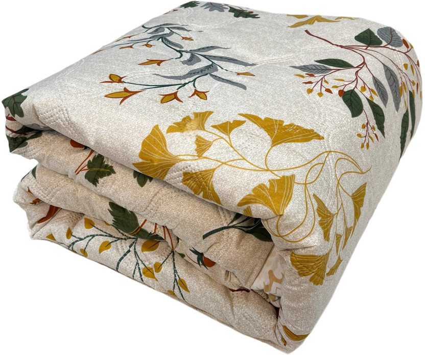 TexKing Printed Double Comforter for  AC Room(Cotton, Buff Beige, Reversible Double Bed Ultrasonic Comforter-Vacuum Packed)