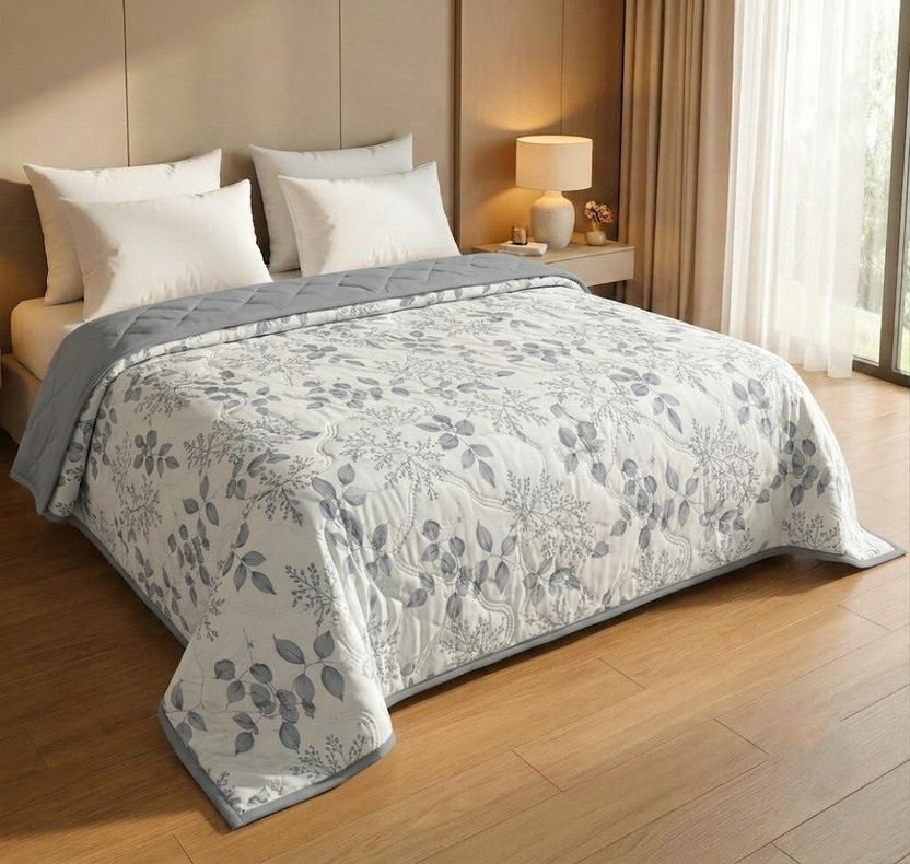 Indian Weavers home store Floral Double Comforter for  AC Room(Cotton, Grey , Beige)