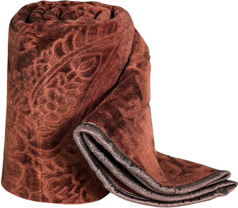 Flipkart SmartBuy Self Design Double Mink Blanket for  Mild Winter(Microfiber, Brown)