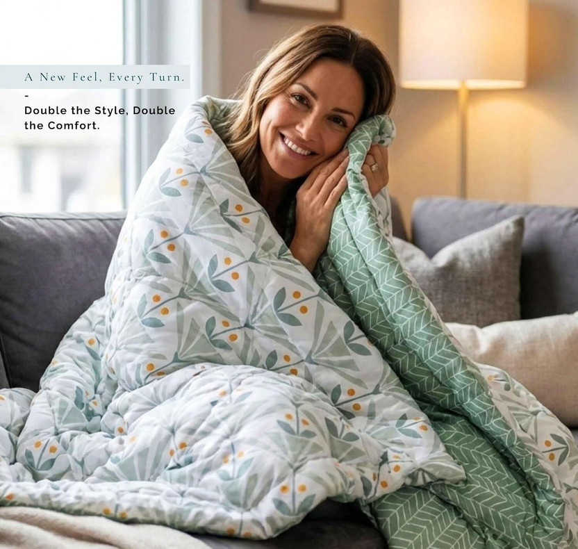 KARIDH Printed Double Comforter for  AC Room(Cotton, Green Leaves)