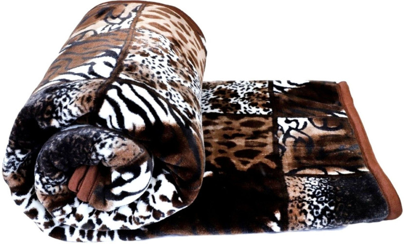 Changers Floral Double Mink Blanket for  Heavy Winter(Microfiber, Brown, White)