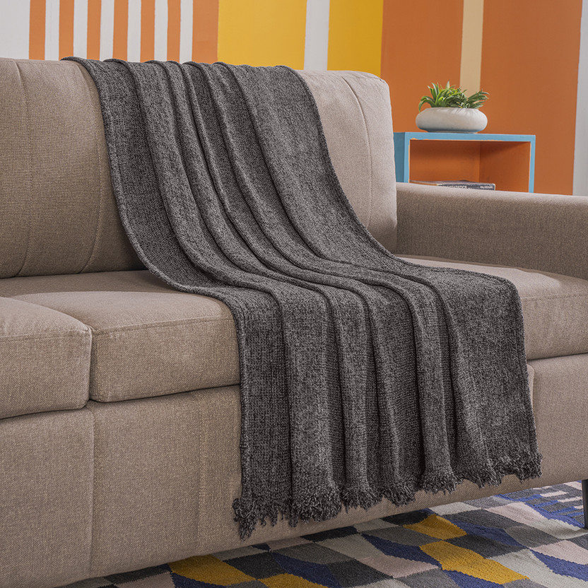 Sleepyhead Solid Double Throw for  Heavy Winter(Polyester, Grey)
