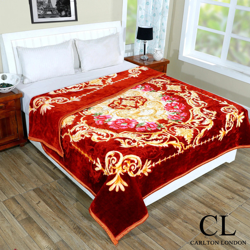 CARLTON LONDON Floral Double Mink Blanket for  Heavy Winter(Fur, Multicolor12)