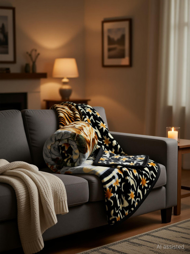 kirshinaENTERPRISES Printed King Weighted Blanket for  Heavy Winter(Microfiber, Multicolor - 4)
