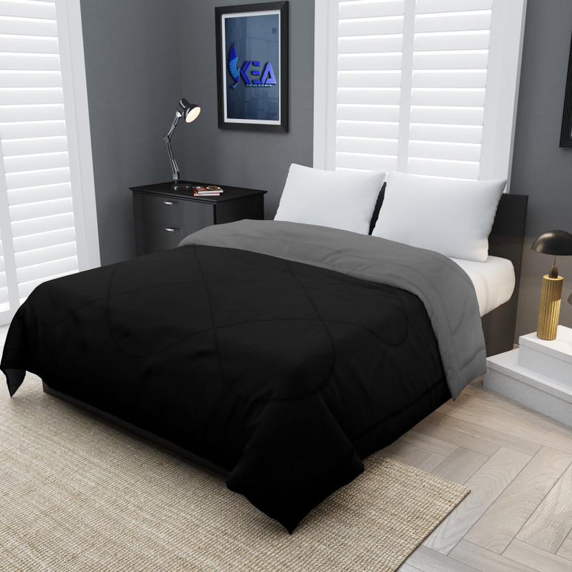 KEA Solid Single Comforter for  Heavy Winter(Microfiber, Black & Grey)