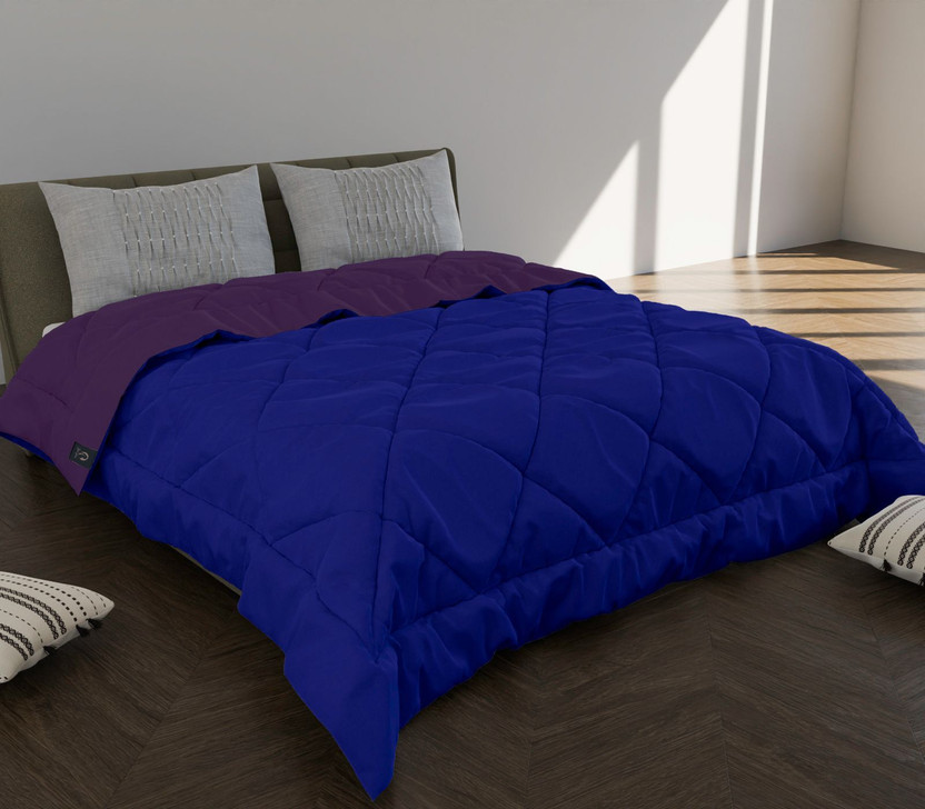 SIE STORE Self Design King Comforter for  Mild Winter(Microfiber, Purple, Blue)