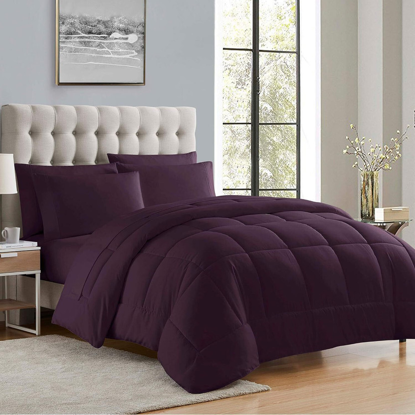 Jaipurlinen Solid Single Comforter for  Heavy Winter(Poly Cotton, Purple)