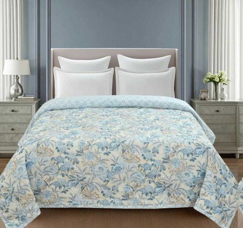 CLOVIS KRAFTS Printed King AC Blanket for  AC Room(Microfiber, BLUE PHOOL)