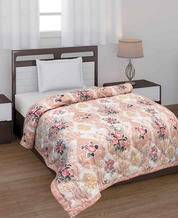 TexKing Printed Double Comforter for  AC Room(Cotton, Peach, Reversible Double Bed Ultrasonic Comforter-Vacuum Packed)