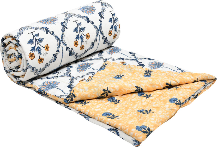 Flipkart Flipkart SmartBuy Floral Double Quilt for  AC Room(Cotton, Blue, Yellow) - Flipkart Deal