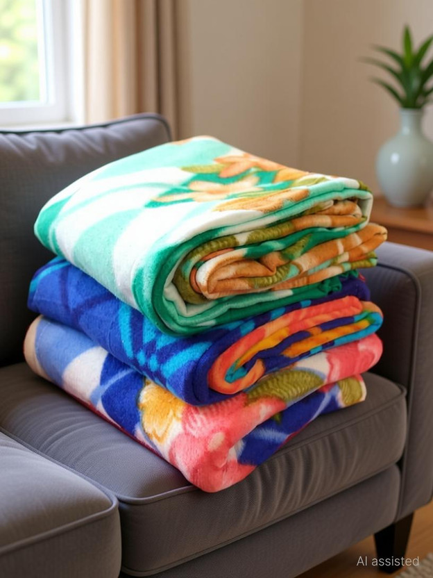PHF Floral Single AC Blanket for  Heavy Winter(Woollen Blend, Multicolor)